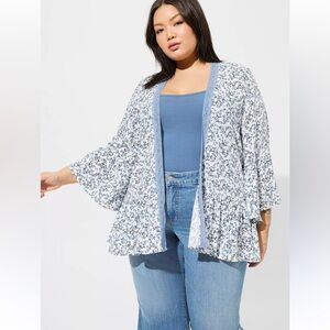 Torrid Blue Floral Kimono Top